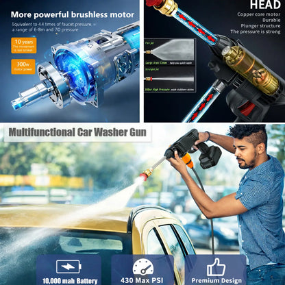 Cordless Pressure Washer – High Pressure Portable Car Wash Gun (Double Battery)